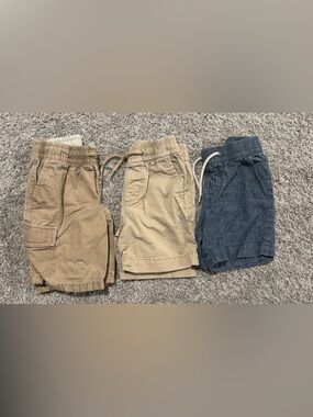 Kid’s Casual Drawstring Cargo Shorts - Khaki & Navy